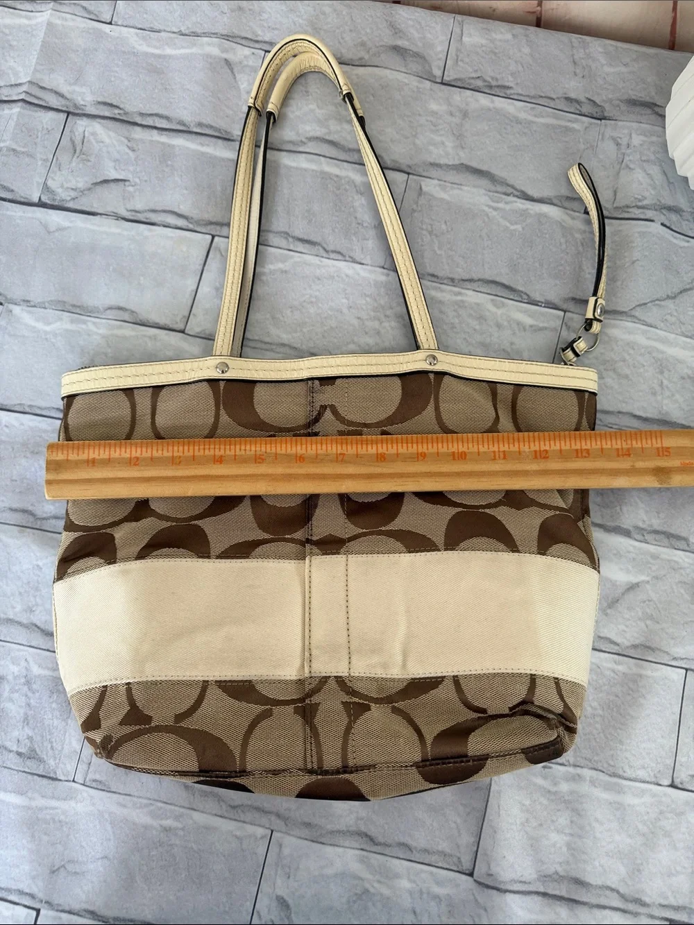 COACH Monogrammed CC handbag tan leather